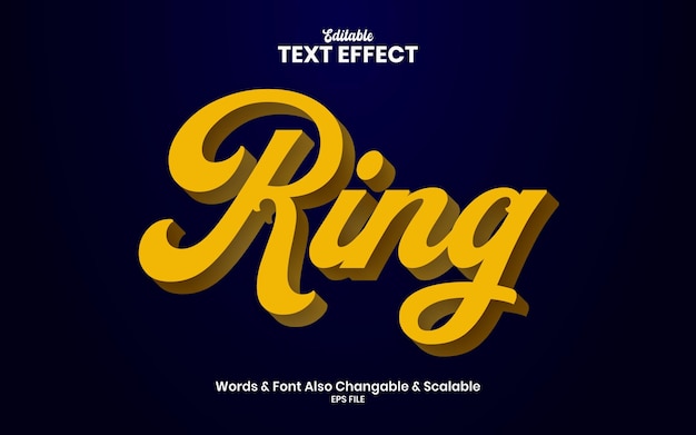 Golden ring 3d vector text effect