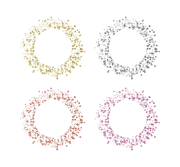 Golden, rose gold, pink and silver confetti round frames