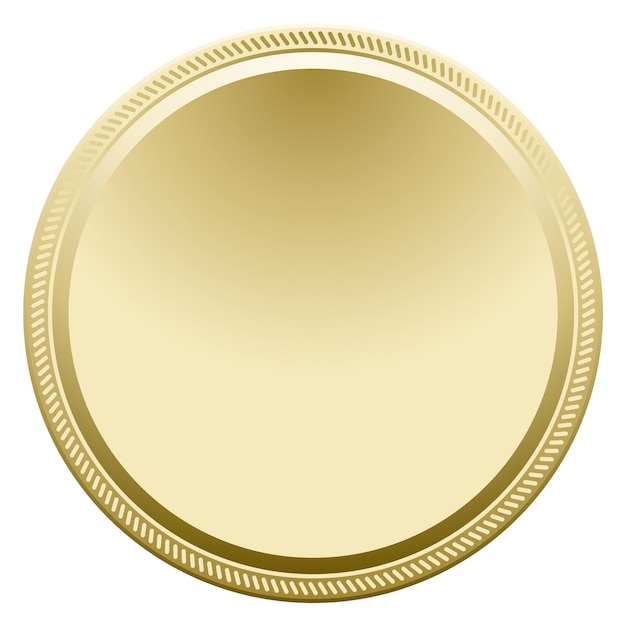 Vector golden round badge realistic medal blank mockup