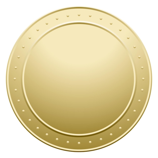 Golden round metal button realistic blank circle