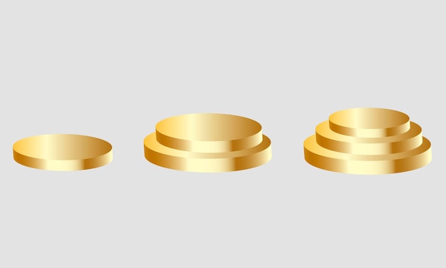 Vector golden round podiums on a transparent background