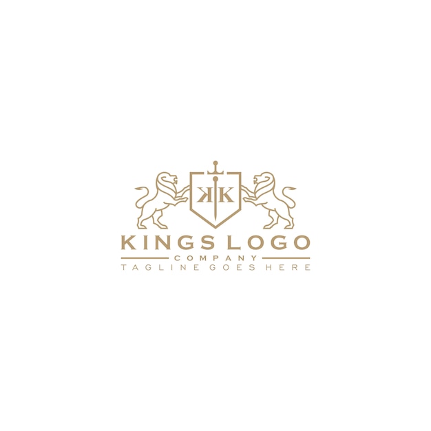 Golden royal lion king logo