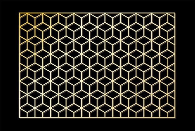 黄金の神聖なダイヤモンド ジオメトリ グリッド グラフィック デコ六角形ライン パターン ベクトル