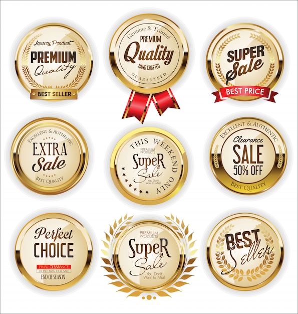 Golden sale labels retro vintage design collection