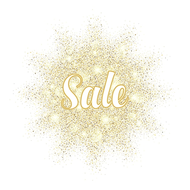 Golden sand splash Sale label on white background