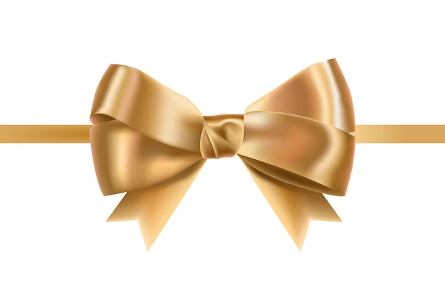 Golden satin ribbons decorated with bow.