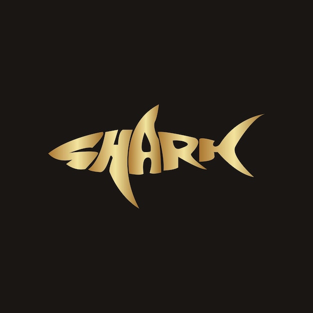 黄金のサメのロゴのデザイン テンプレート