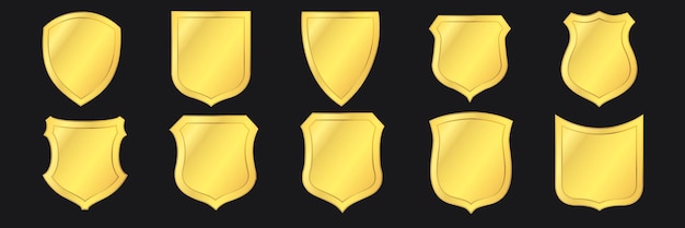 Golden shields set Heraldic in gold