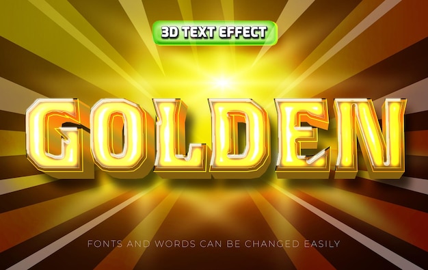 Golden shining 3d editable text effect style