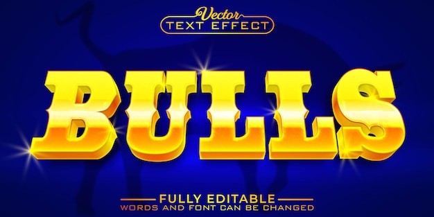 Golden Shiny Bulls Vector Editable Text Effect Template