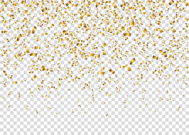 Vector golden shiny festive tinsel  isolated on transparent.