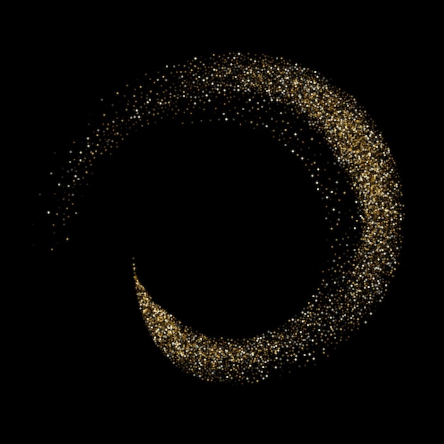 Vector golden shiny glitter particles twirl tail