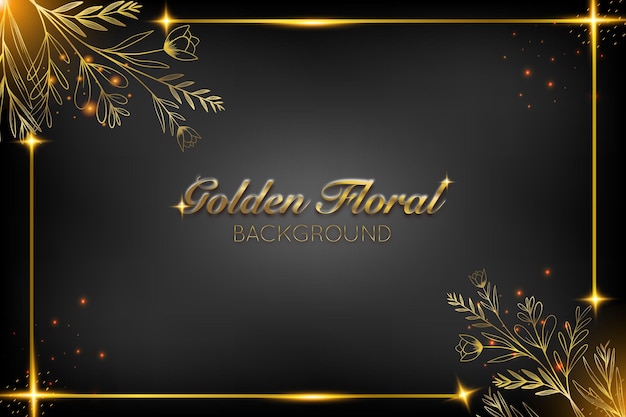 Vector golden shiny hand drawn floral background