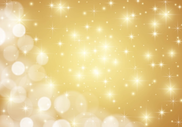 Golden shiny lights star background