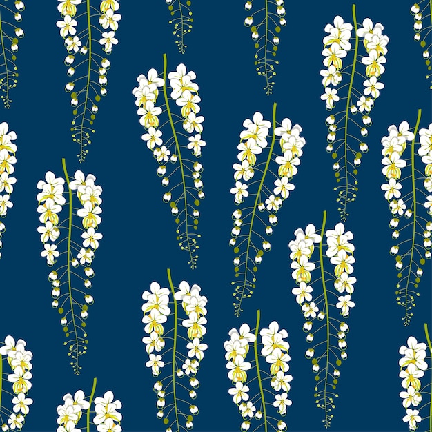 Vector golden shower flower on indigo blue background