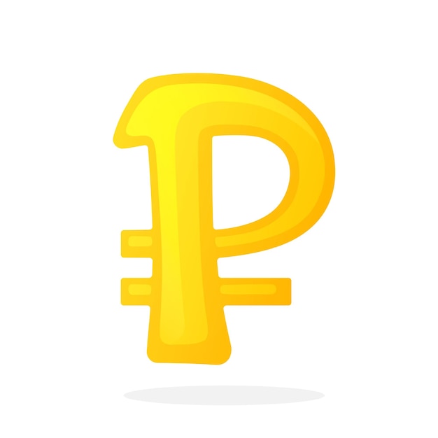 Golden sign of ruble The symbol of world currencies Vector illustration