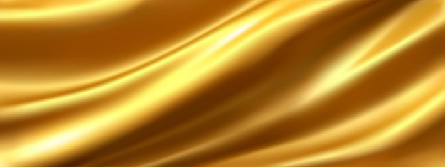 Golden silk vector background abstract golden textile texture background soft golden fabric wave folds of satin silk and smooth elegant cotton