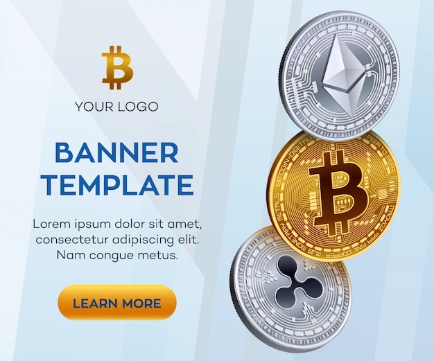 Banner bitcoin dorato e argento