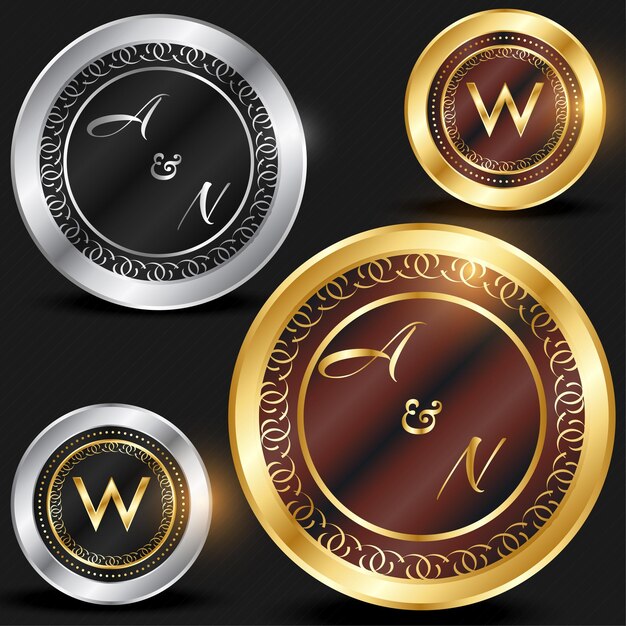 Vector golden and silver luxury badge label