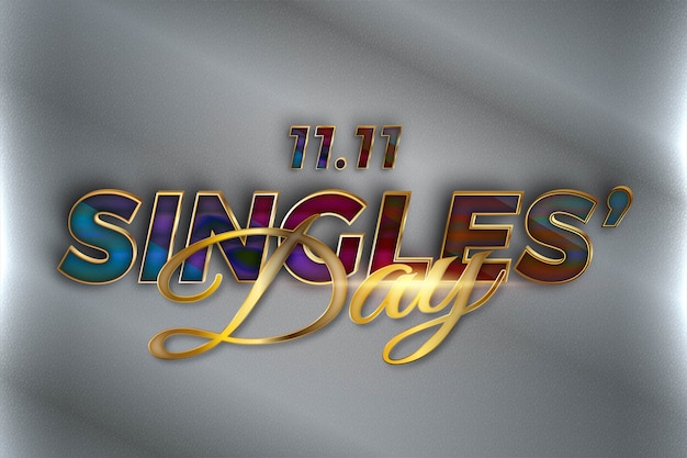 Golden singles 'day celebration realistische 3d-concept