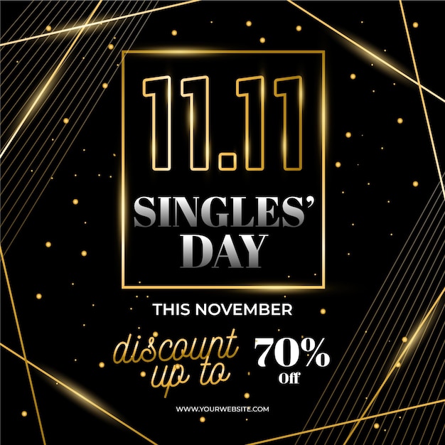 Golden singles day concept