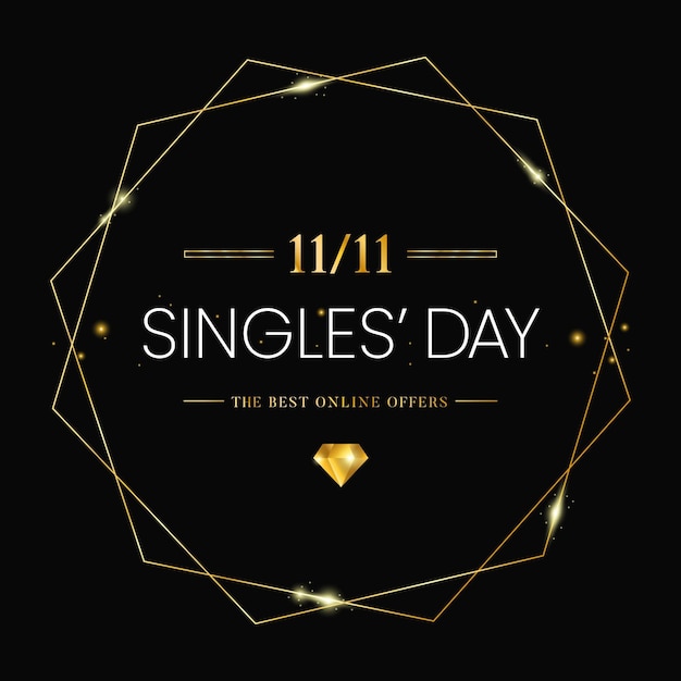 Golden singles day concept