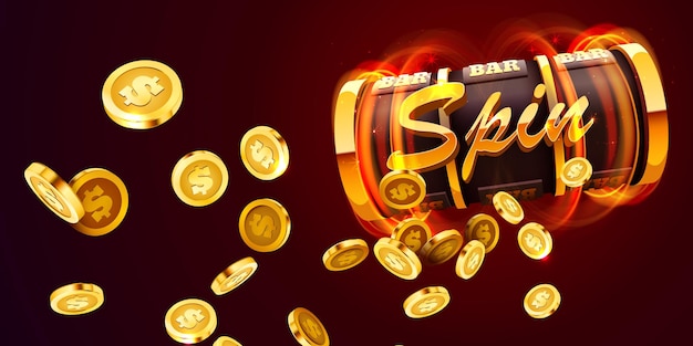 Golden slot machine wins the jackpot. 777 big win concept. casino jackpot. vector illustration