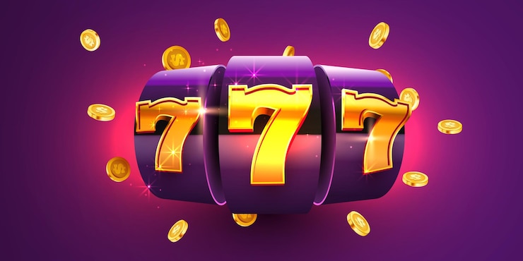 Vector golden slot machine wins the jackpot 777 big win concept casino jackpot