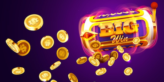 Vector golden slot machine wins the jackpot 777 big win concept casino jackpot