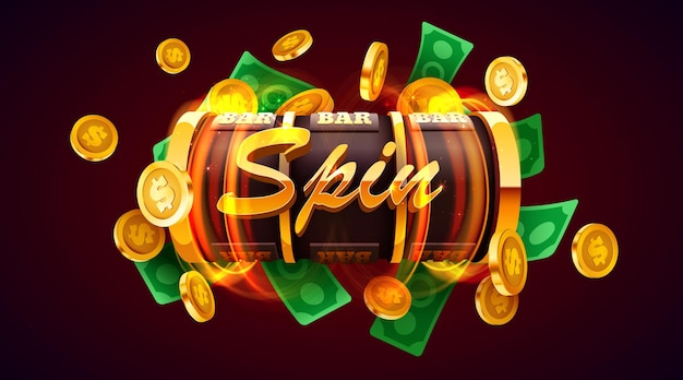 Vettore la slot machine d'oro vince il jackpot, il concetto di grande vittoria del jackpot del casinò.