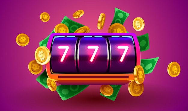 Vector golden slot machine wins the jackpot big win concept casino jackpot