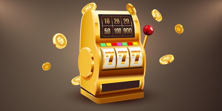 Vector golden slot machine wins the jackpot big win concept casino jackpot