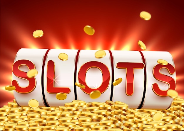 Golden slot machine wins the jackpot  big win concept casino jackpot