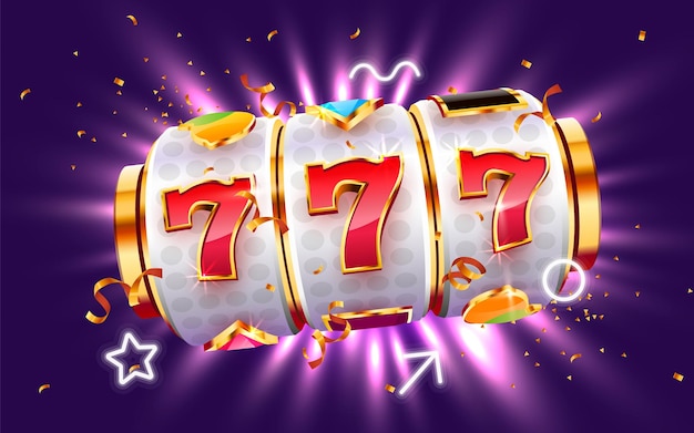 Vettore la slot machine dorata vince il jackpot del casinò con il concetto di grande vincita del jackpot