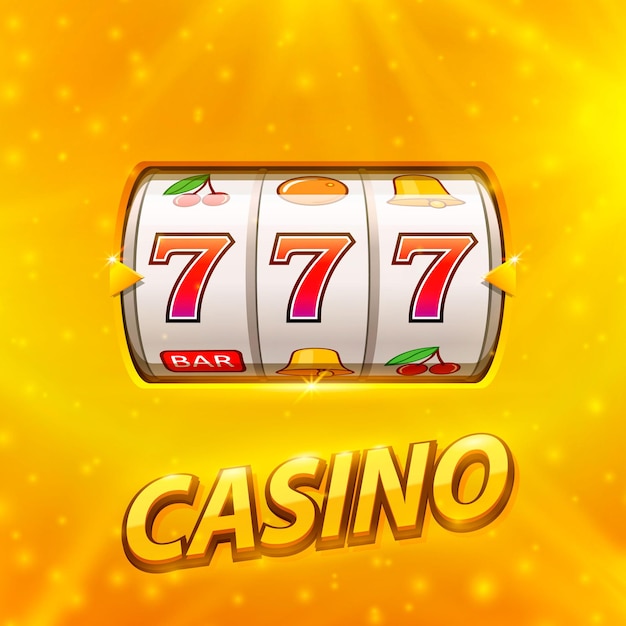 La slot machine dorata vince il jackpot. isolato su fondo oro. illustrazione vettoriale