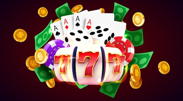 Golden slot machine wint de jackpot big win concept casino jackpot