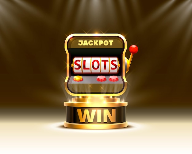 Golden slots 777 banner casino on the scene background.