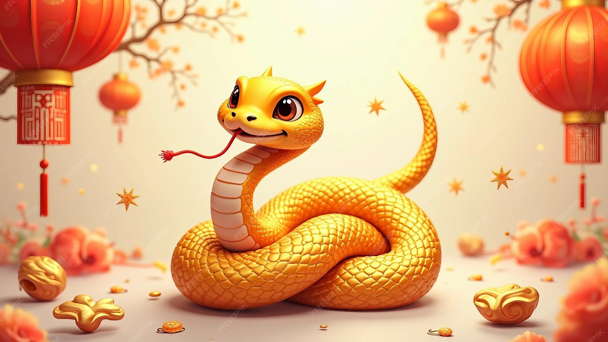 Golden snake symbol for Year of the Snake 2025 Premium AIgenerated