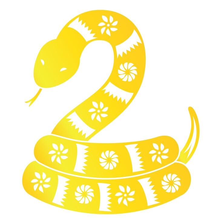 Vector golden snake zodiac animals for chinese lunar new year