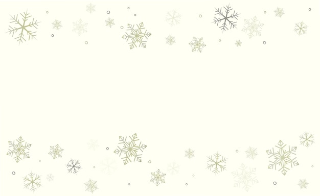 Golden snowflakes on on a light background Horizontal banner with empty space in the center