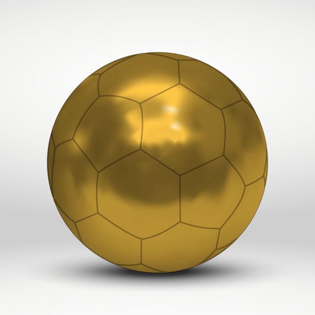 Golden soccer ball over white background