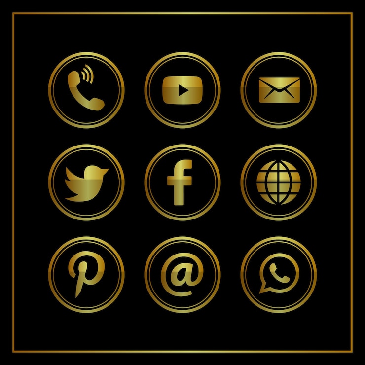 Vector golden sociale media iconen
