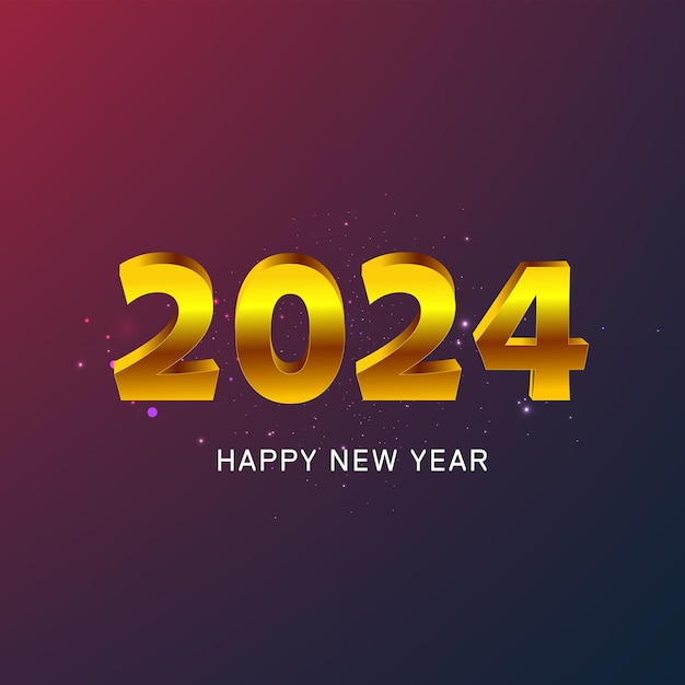 Vector golden sparkling 2024 new year