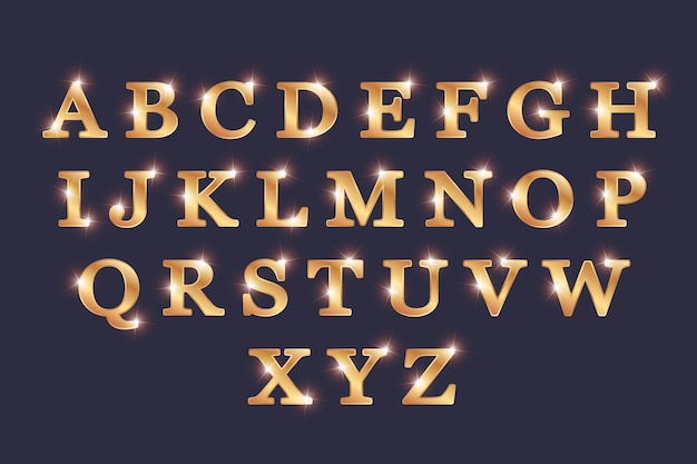 Vector golden sparkling christmas alphabetical letters