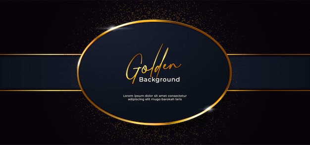 Golden sparkling oval shape with gold glitter effect background