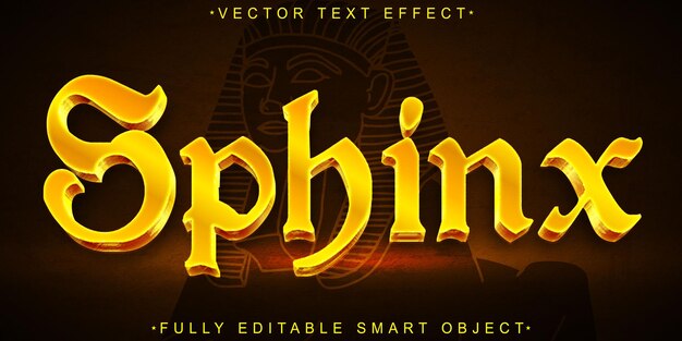 Golden sphinx egypt vector fully editable smart object text effect