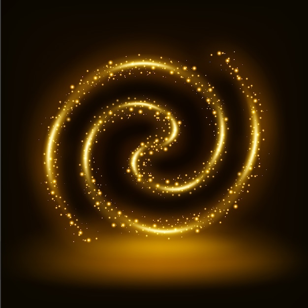 Вектор Золотая спираль блестящая рамка фона