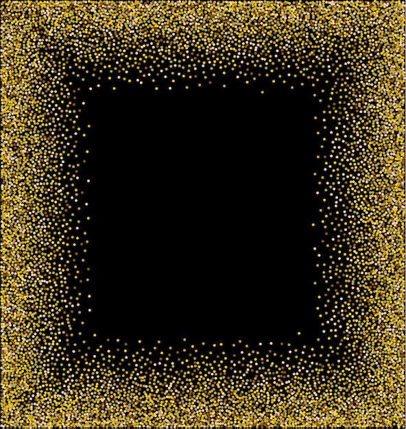 Вектор Золотой всплеск или блестящая рамка с блестками с пустым центром для текста. золотой сверкающий круг из крошечных круглых точек на белом фоне. векторная иллюстрация eps