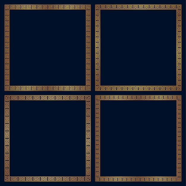 Golden square frames in ancient greek style