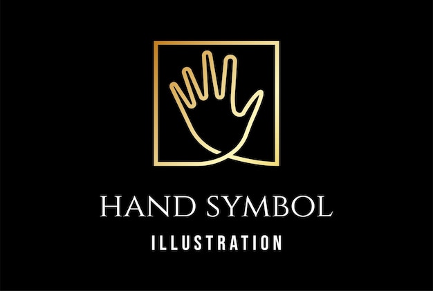 Vector golden square hand line icon illustration vector